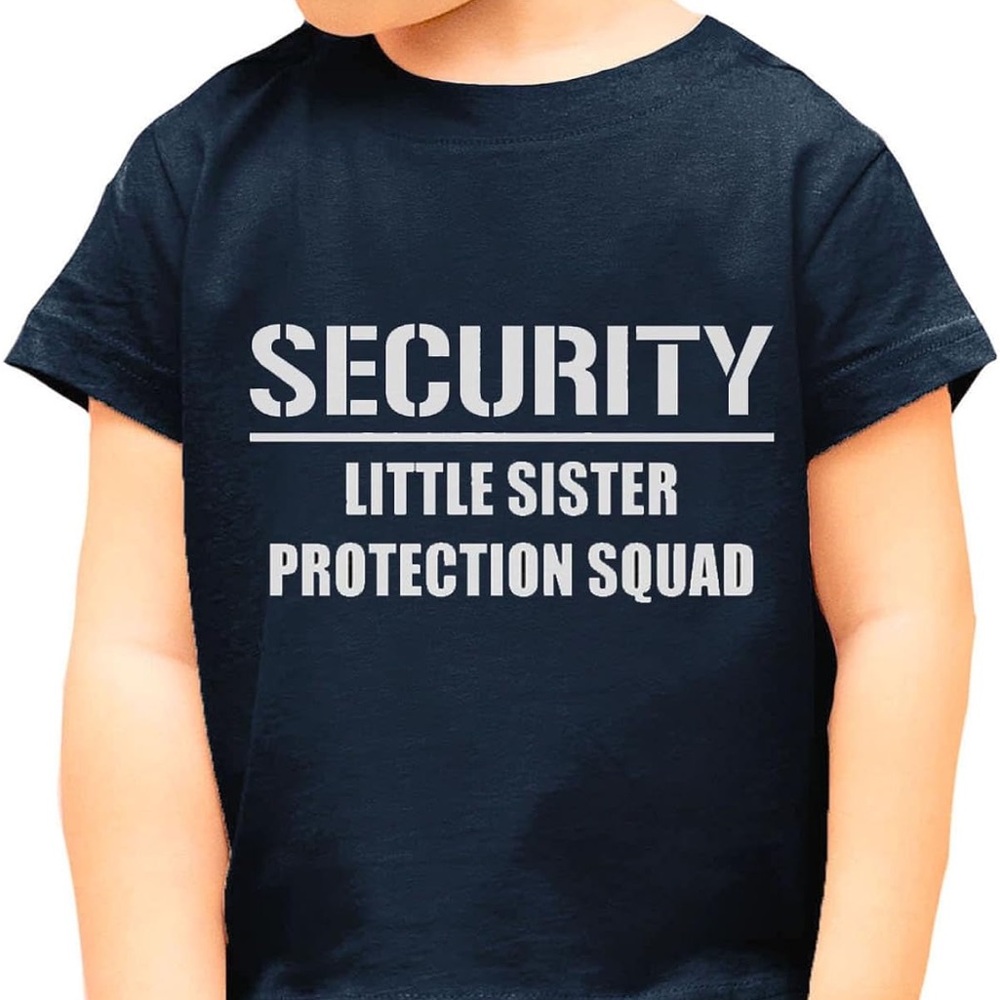 Security Little Sister Protection Squad Kids T-Shirt - Navy